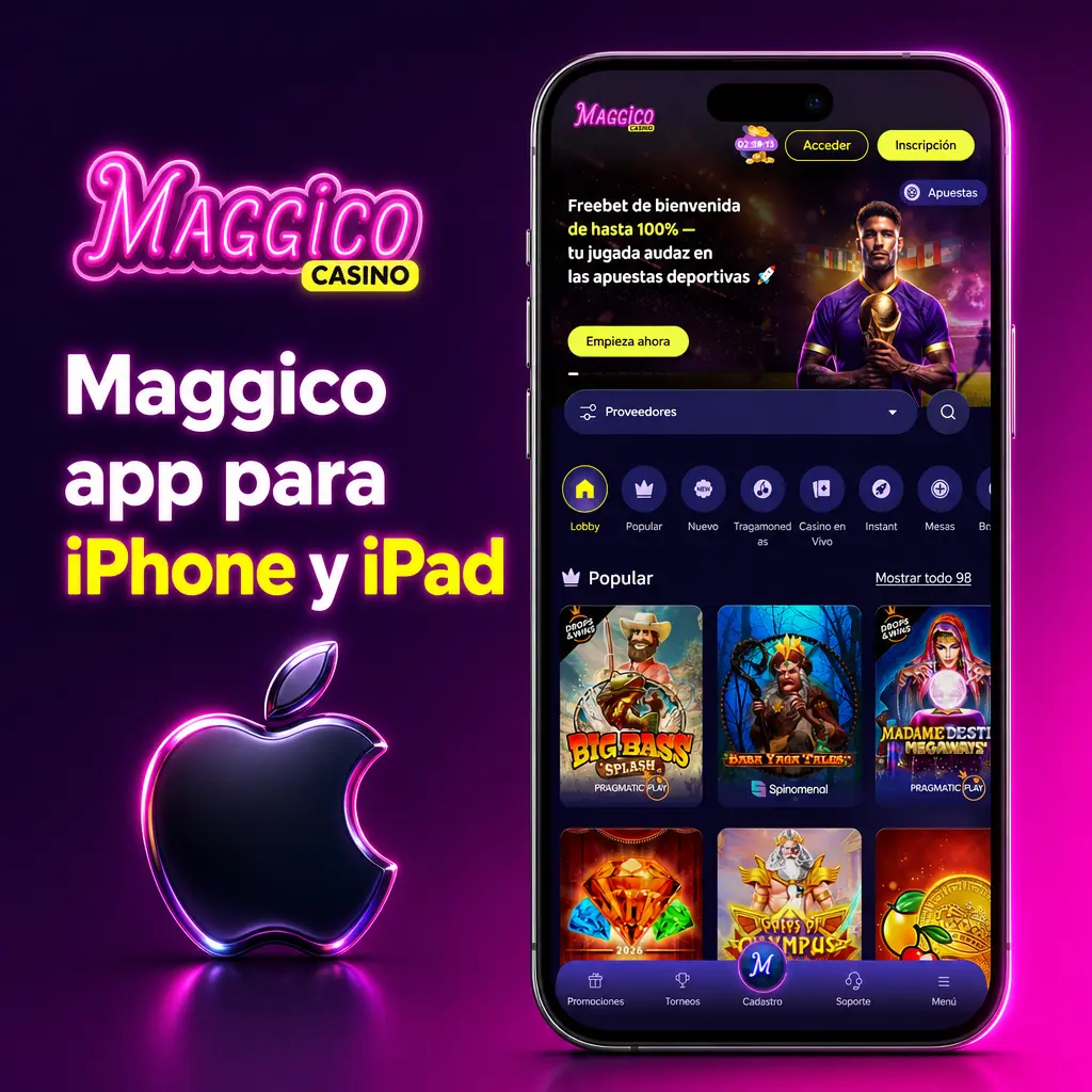 App Maggico para iPhone y iPad con apuestas, casino en vivo, bonos, depósitos y retiros