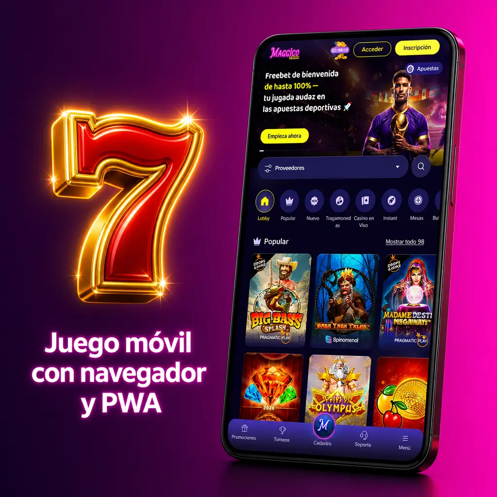 Juego móvil Maggico en navegador y PWA, estable en 3G/4G sin descargar desde tiendas
