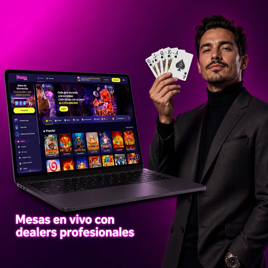 Mesas en vivo de Maggico con crupieres profesionales, ruleta, blackjack y apuestas en tiempo real