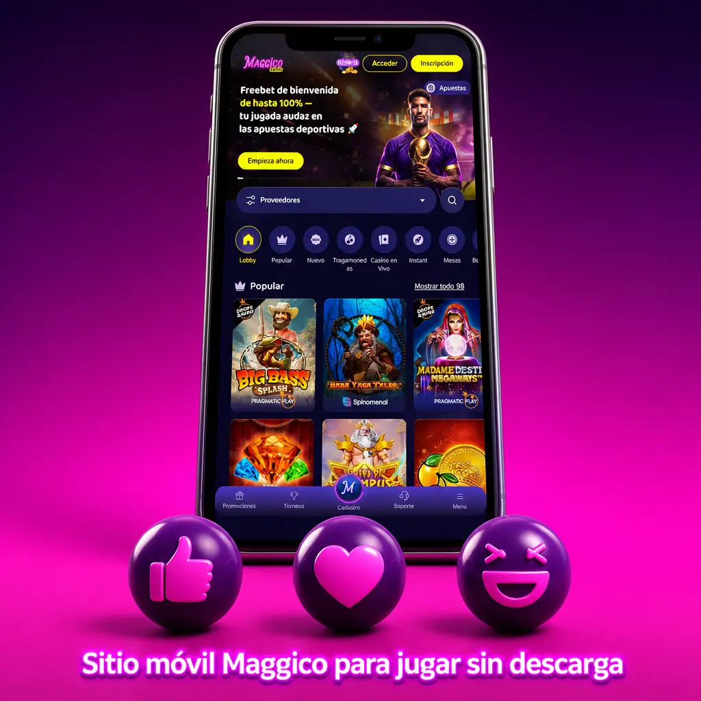Sitio móvil Maggico para apuestas y casino sin descarga en iPhone, Android, smartphones y tablets